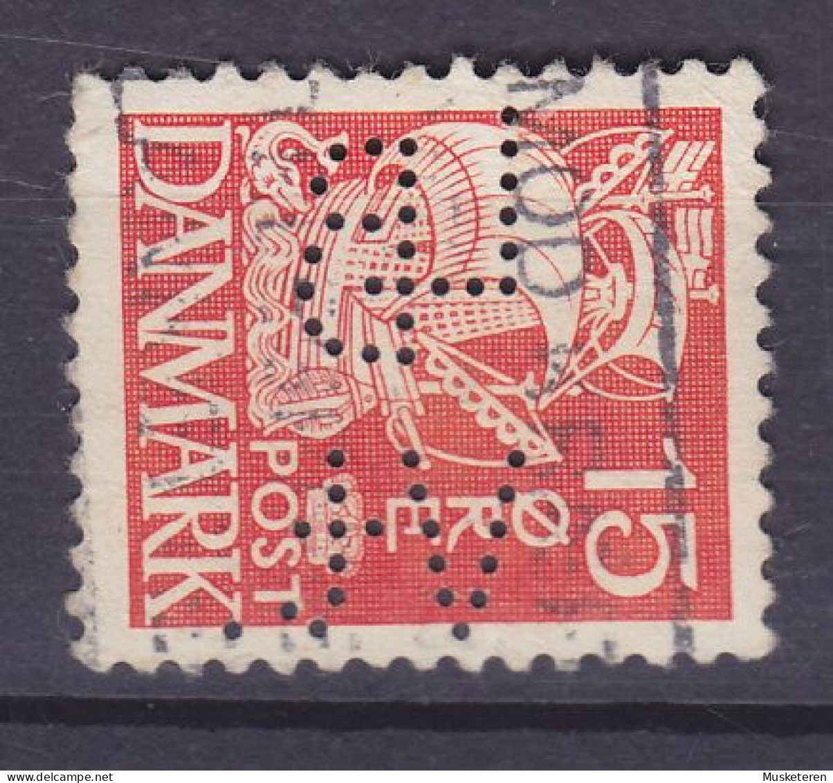 Denmark Perfin Perforé Lochung (L18) 'LB Vt.' Landmandsbanken, Vesterbro Torv, København Karavelle (2 Scans) - Abarten Und Kuriositäten