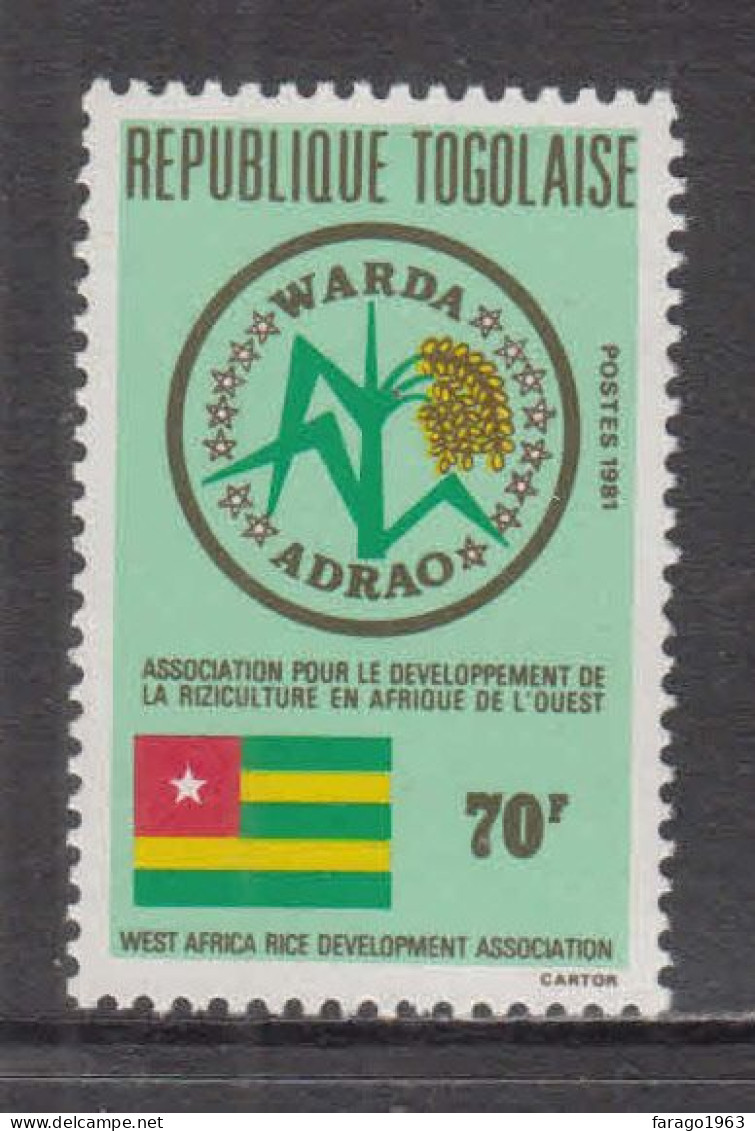 1981 Togo West African Rice Development Food Science Complete Set Of 1 MNH - Togo (1960-...)