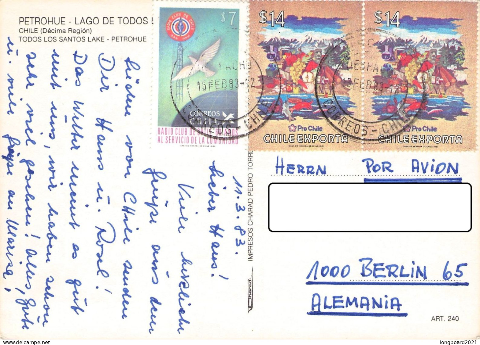 CHILE - PICTURE POSTCARD 1983 - BRLIN/DE / *1058 - Chile