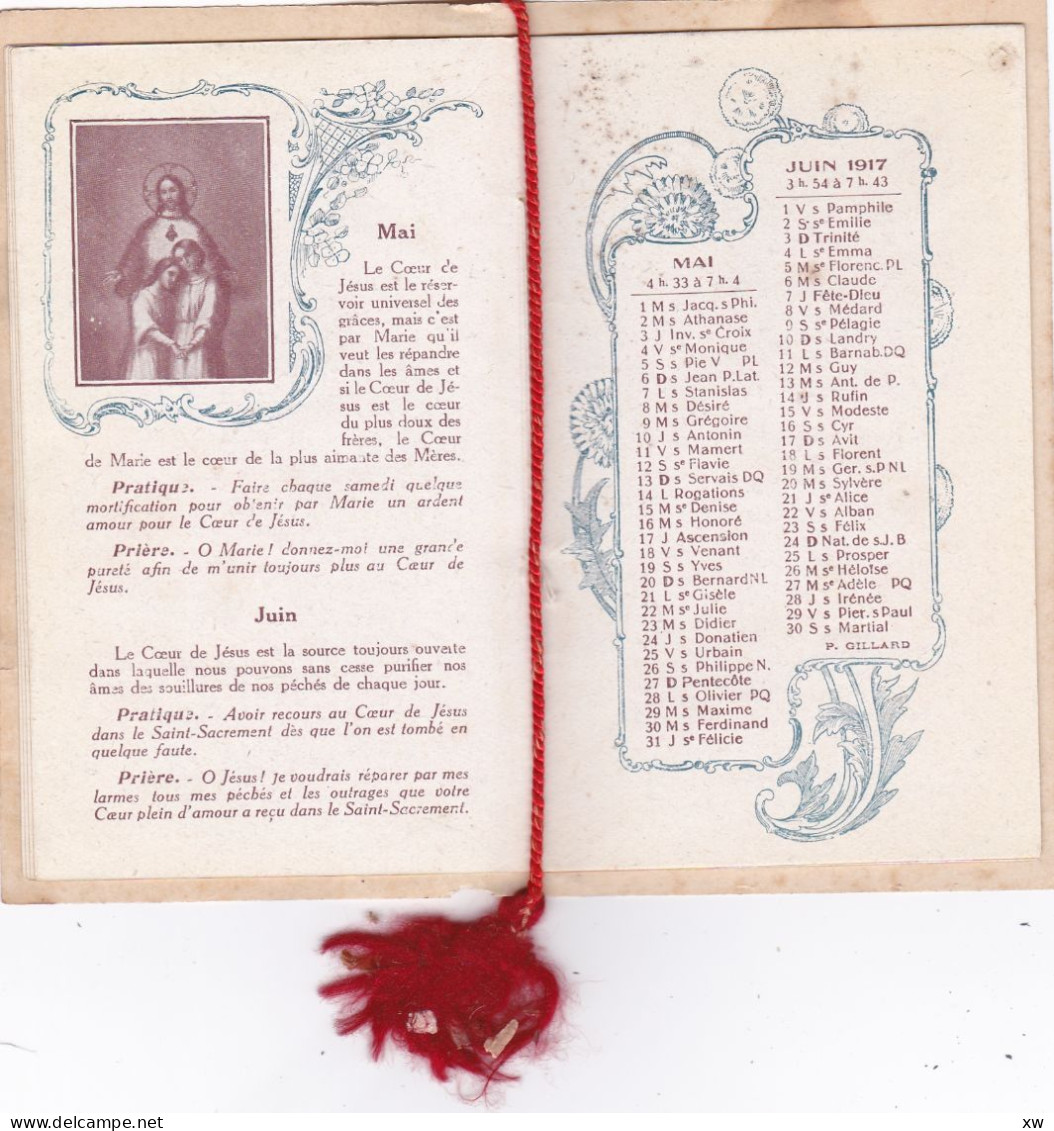 CALENDRIER - RELIGION - Almanach 1917 de la Dévotion au Sacré-Coeur doré sur tranche - Edt.Bouasse-jeune et Cie Paris