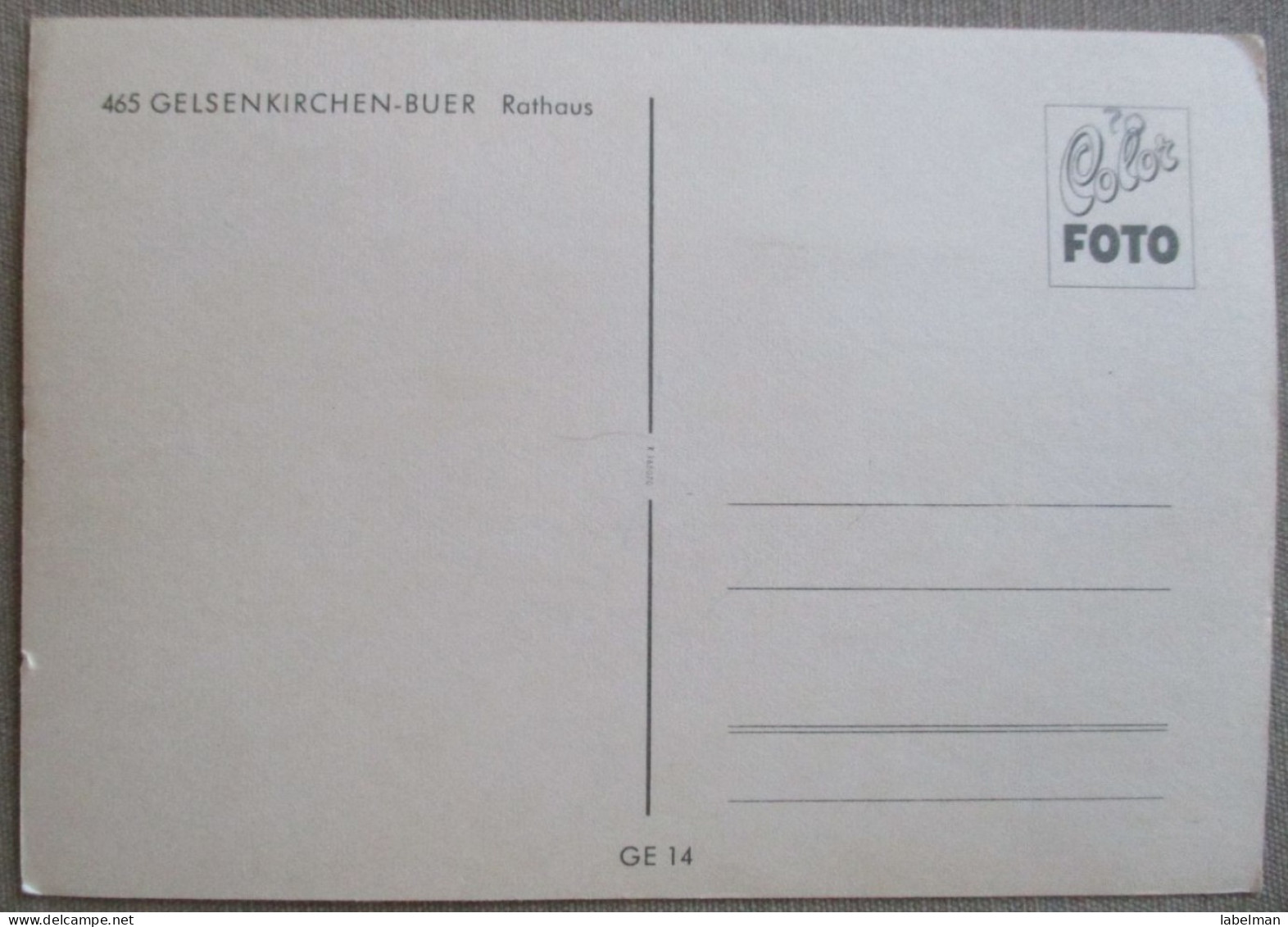 GERMANY DEUTSCHLAND GELSENKIRCHEN BUER RATHAUS PC AK CP POSTCARD ANSICHTSKARTE CARTOLINA POSTKARTE CARD CARTE POSTALE - Bad Bibra