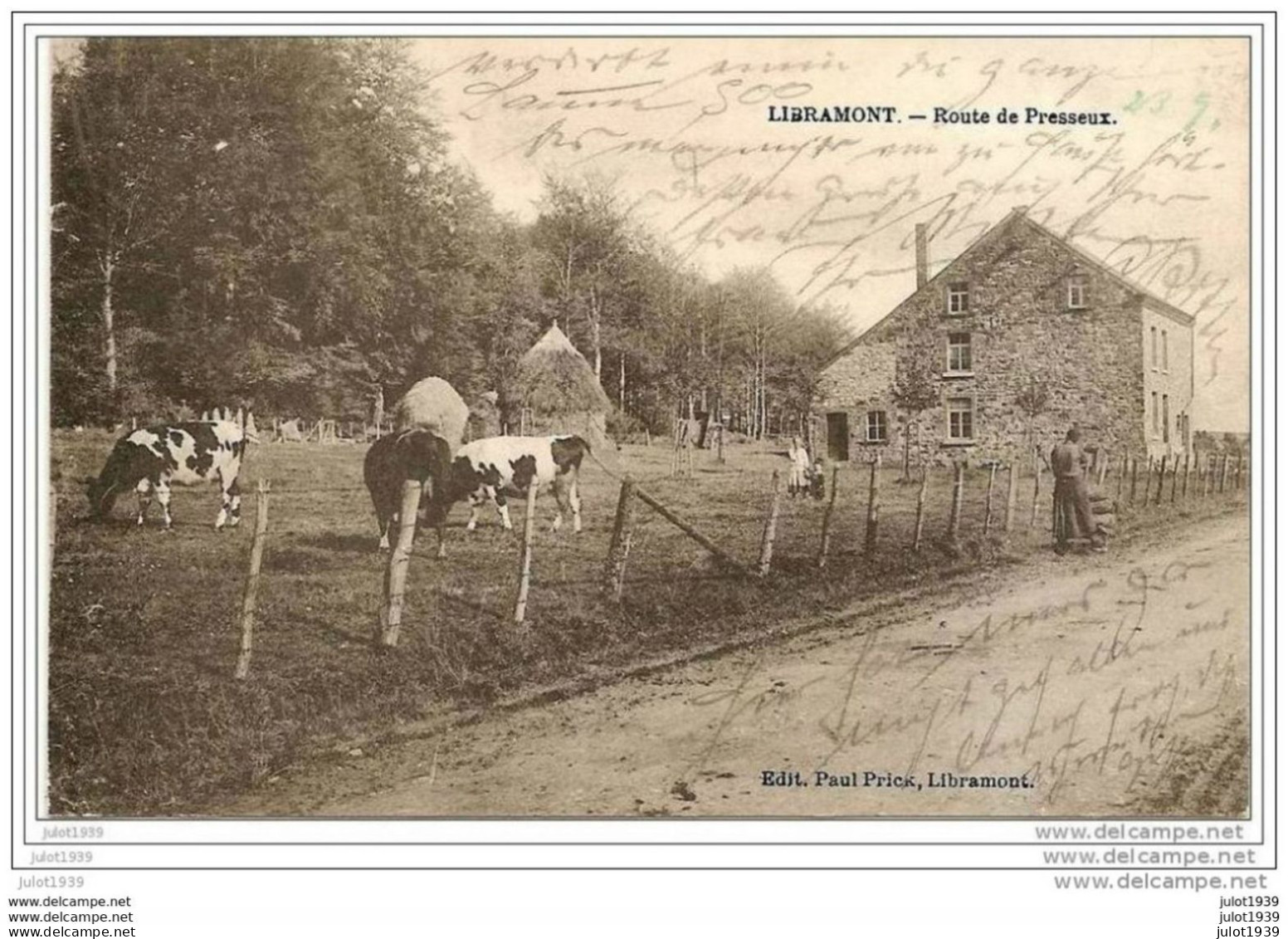 LIBRAMONT ..-- FELDPOST . Route De PRESSEUX . Vaches . MILITARIA . Voir Verso . - Libramont-Chevigny