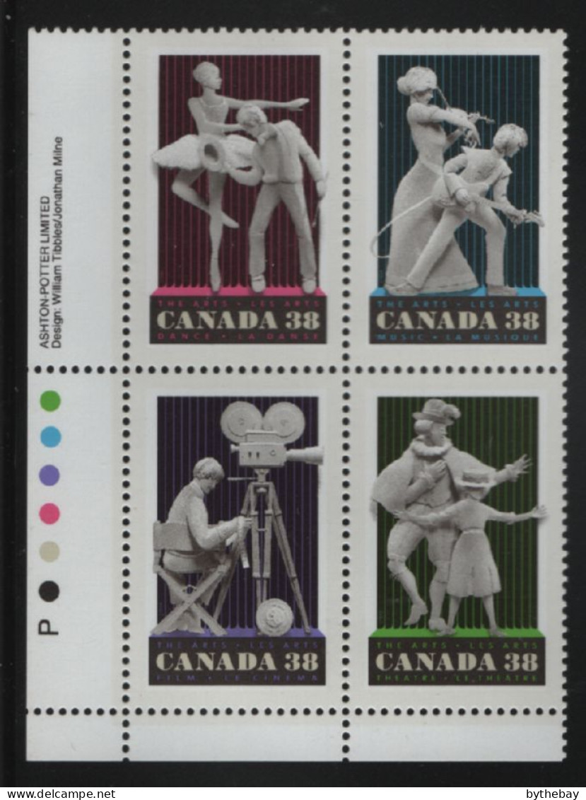 Canada 1989 MNH Sc 1255a 38c Film, Dance, Music, Performers LL Plate Block - Plattennummern & Inschriften