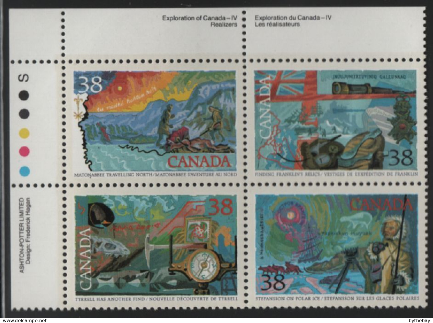 Canada 1989 MNH Sc 1236a 38c Explorers Of The North UL Plate Block - Plattennummern & Inschriften