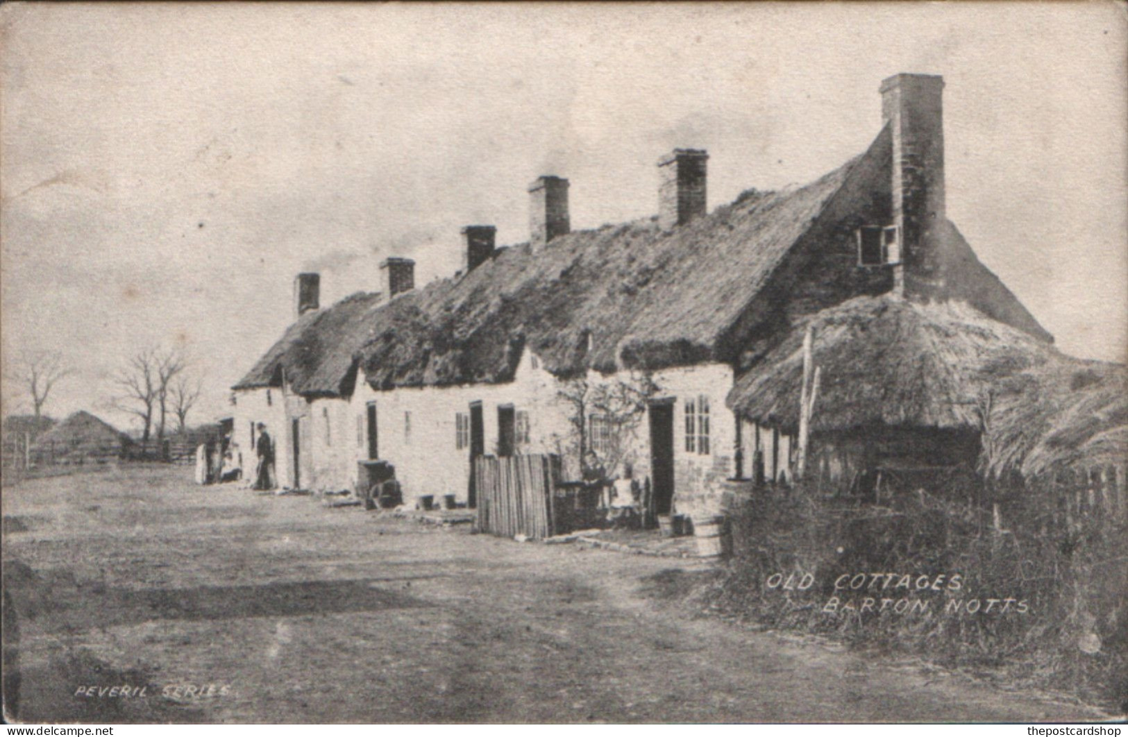 Old Cottages Barton In Fabis Nottinghamshire 1928 ? Postcard Chesterfield Postmark Peveril Series - Sonstige & Ohne Zuordnung