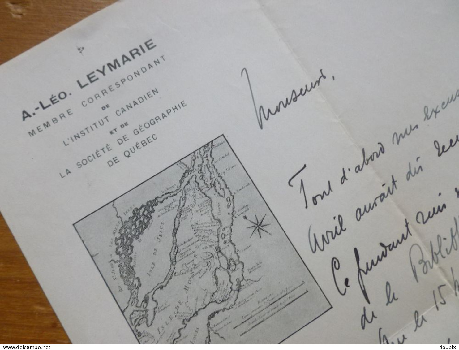 Léo LEYMARIE (1876-1946) Journaliste. Quebec CANADA Géographie. Acadie Montreal. AUTOGRAPHE - Exploradores Y Aventureros