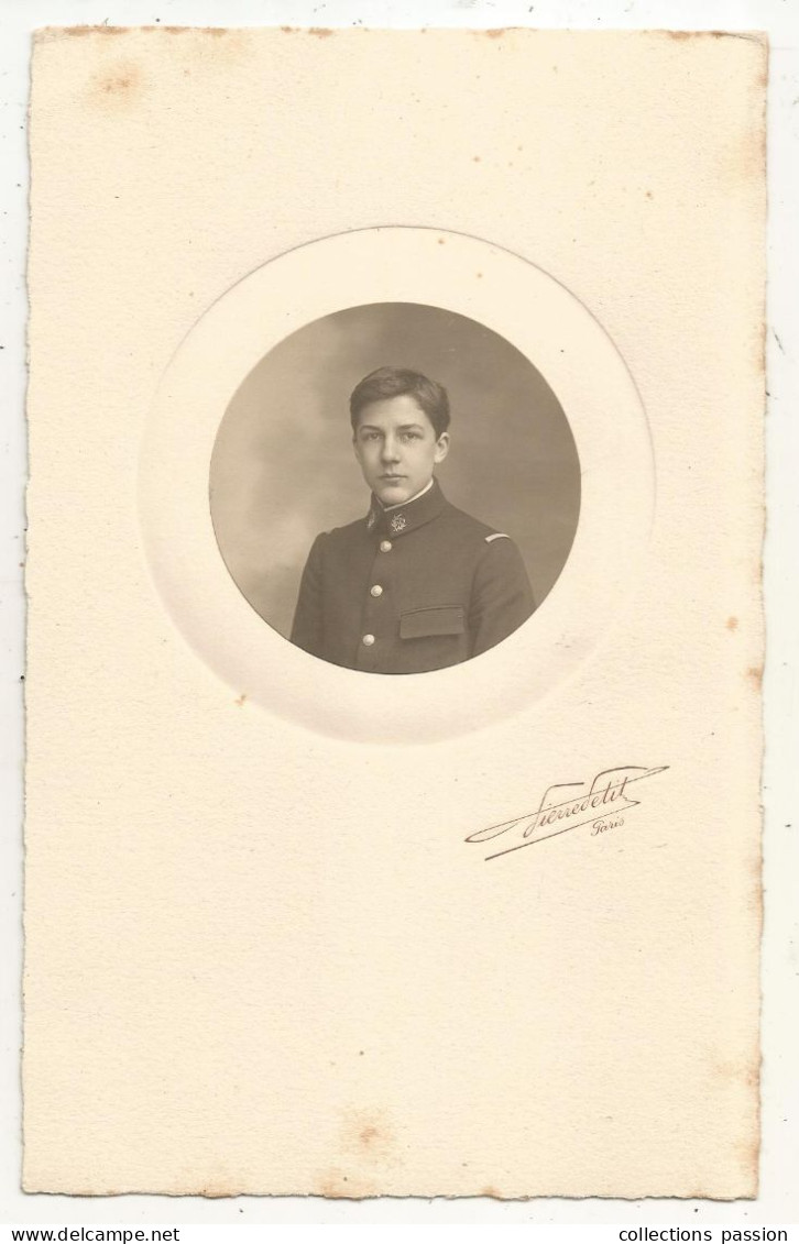 Photographie Pierre Petit, Paris, Et Sa Pochette, Militaria , Uniforme, Jeune Garçon, Frais Fr 1.95 E - Guerra, Militari