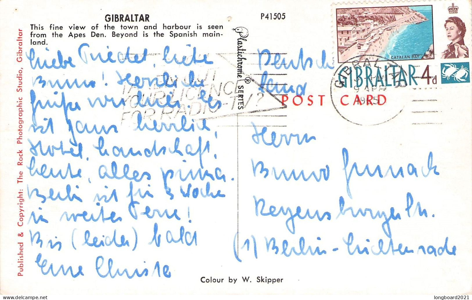 GIBRALTAR - PICTURE POSTCARD 1965 - BERLIN/DE / *1080 - Gibraltar