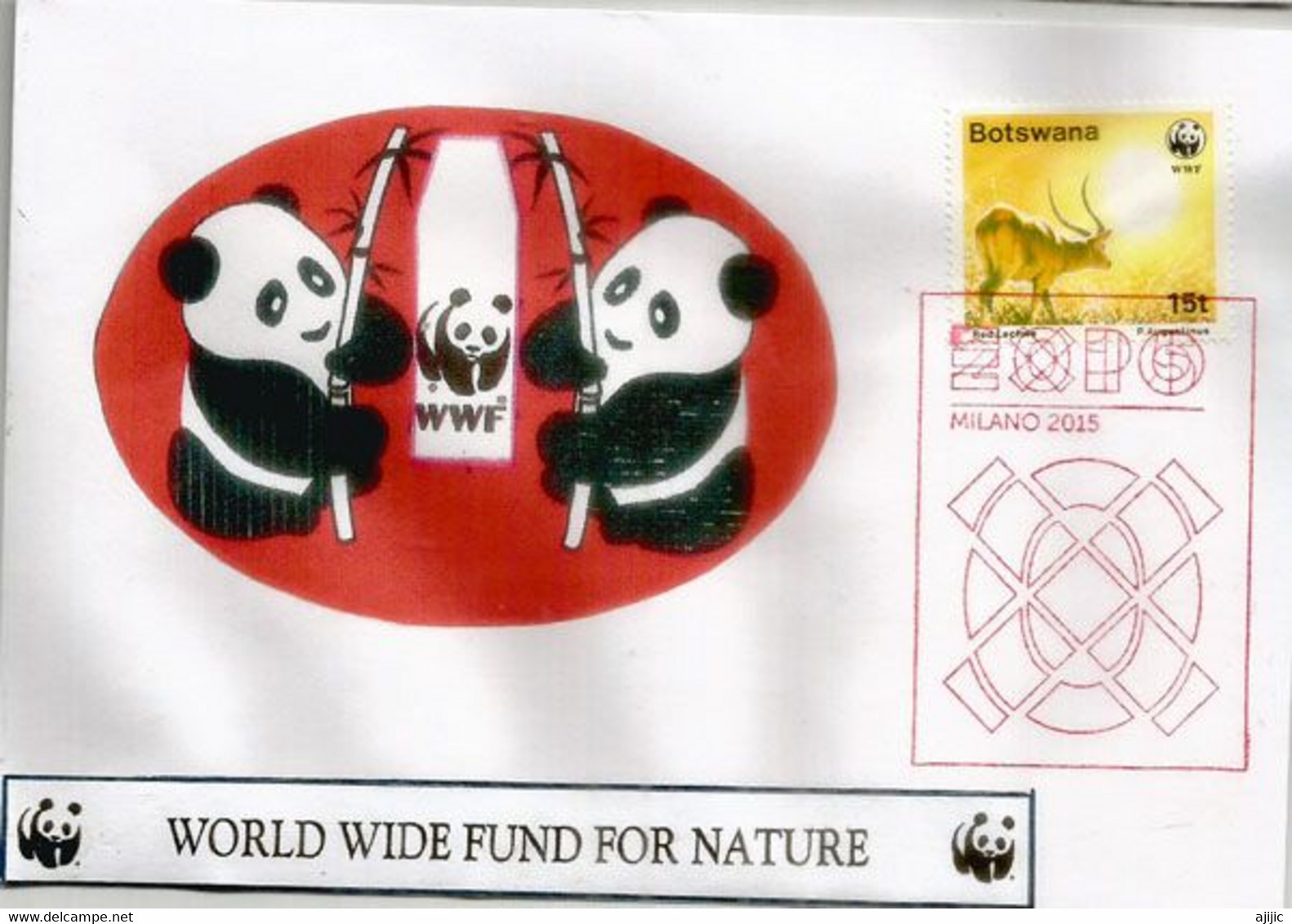 WWF Stamp Antelope Red Lechwe Chobe National Park. Botswana, Lettre WWF Pendant L'EXPO UNIVERSELLE MILAN 2015 - Lettres & Documents