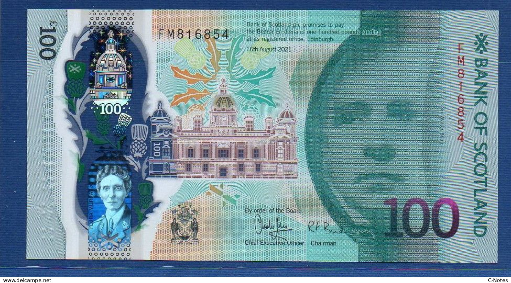 SCOTLAND - P.135 – 100 POUNDS 2021 UNC, S/n FM816854 - 100 Pounds