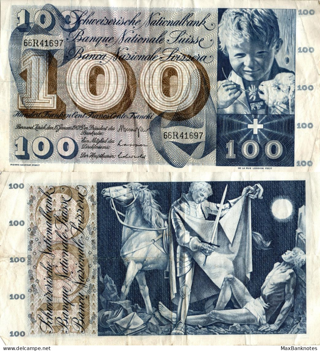 Switzerland / 100 Francs / 1967 / P-49(j) / VF - Suiza
