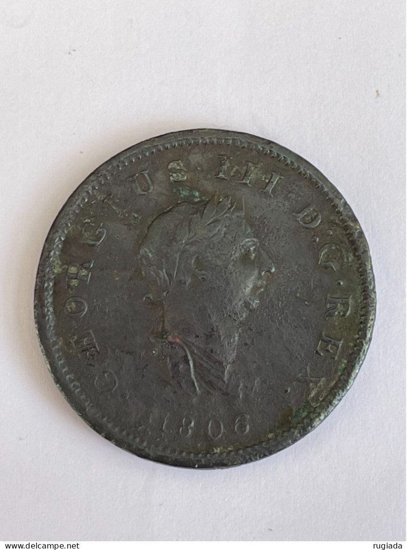 1806 Great Britain George III Half 1/2 Penny Coin, Fine - B. 1/2 Penny