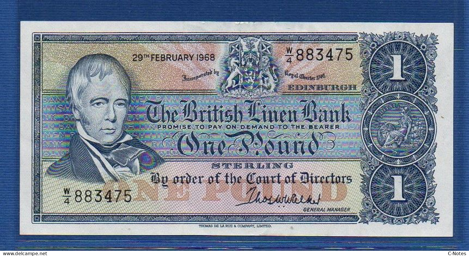 SCOTLAND - P.169a – 1 POUND 1968 XF/aUNC, S/n W/4 883475 - 1 Pound