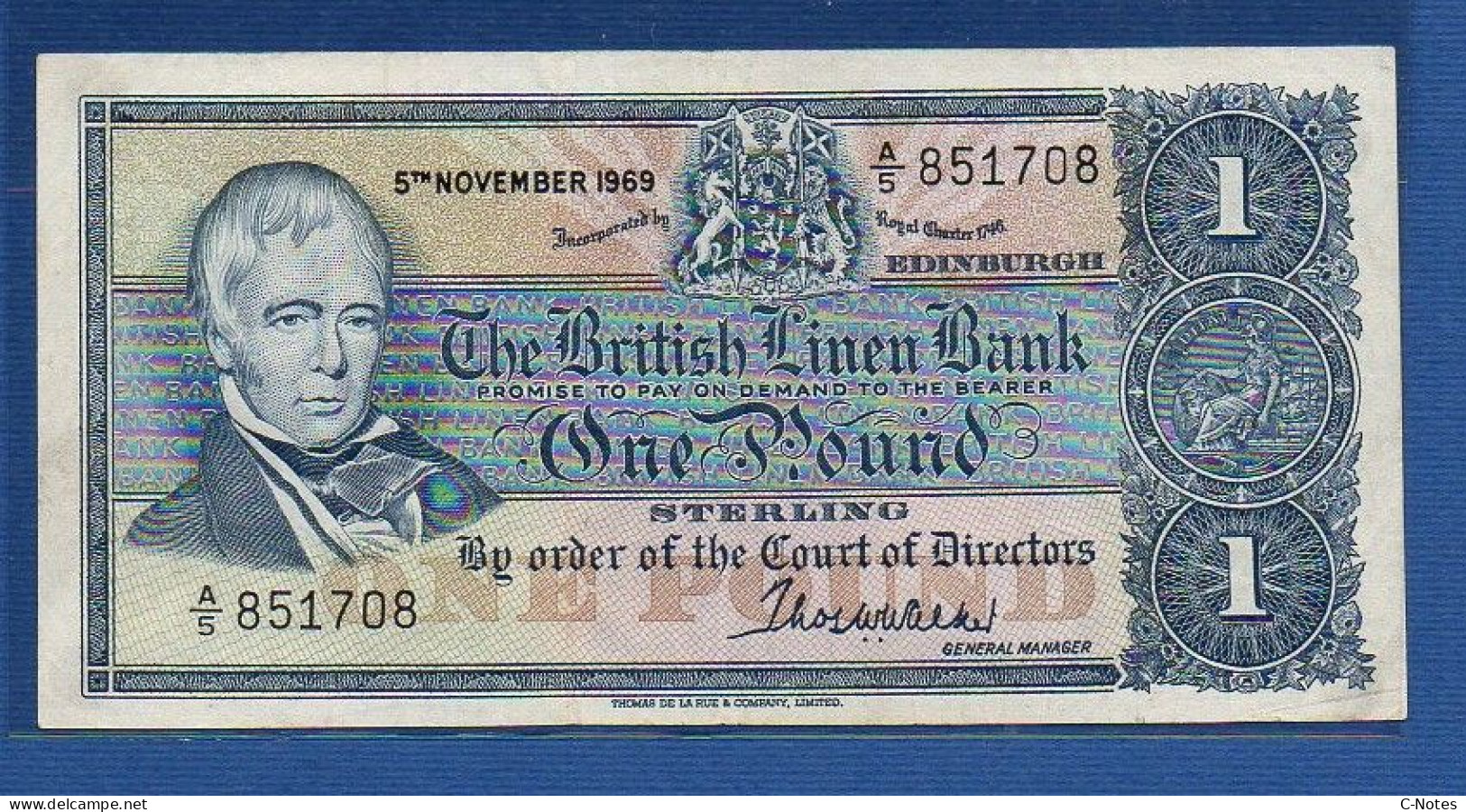 SCOTLAND - P.169a – 1 POUND 1969 VF, S/n A/5 851708 - 1 Pound