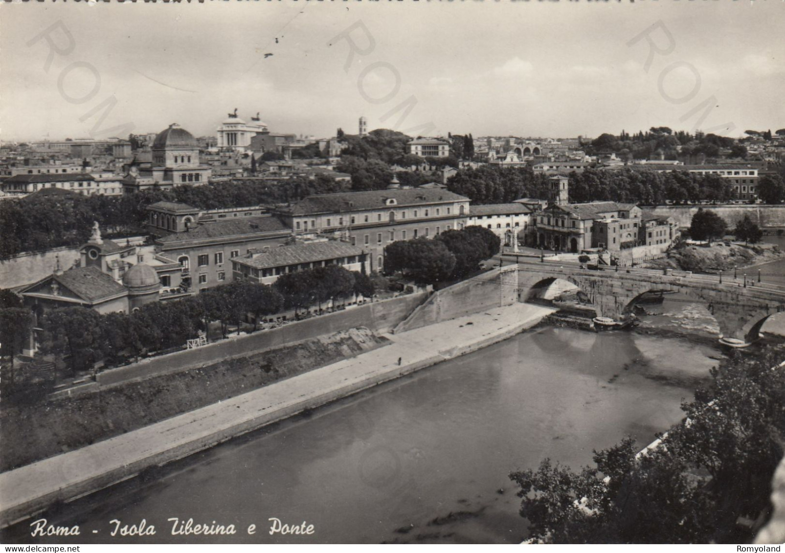 CARTOLINA  ROMA,LAZIO-ISOLA TIBERINA E PONTE-STORIA,MEMORIA,RELIGIONE,CULTURA,IMPERO ROMANO,BELLA ITALIA,NON VIAGGIATA - Ponts