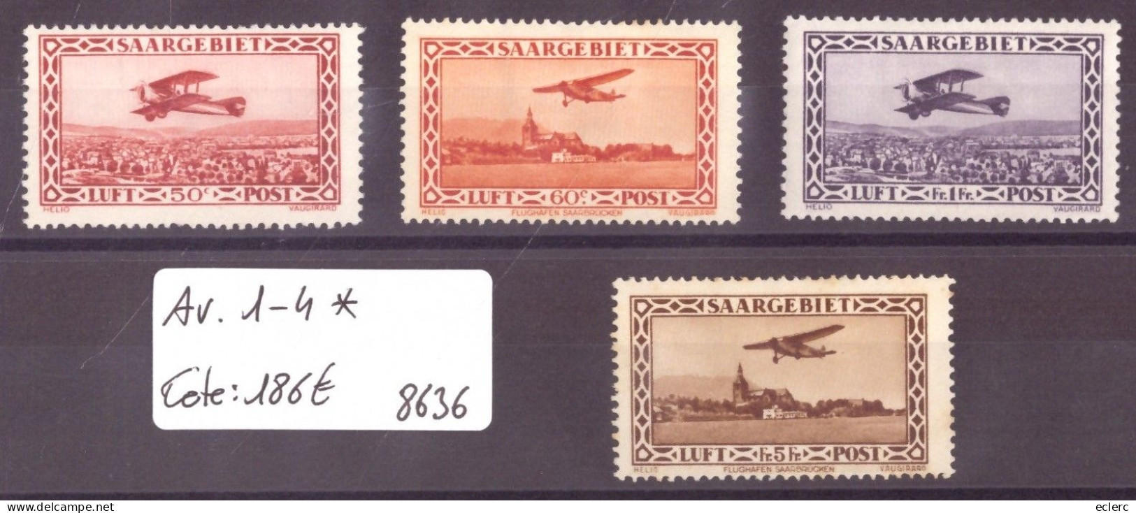 SARRE - No Yvert AVION 1-4 * ( NEUF AVEC CHARNIERE )   -   COTE: 186 €  ( NO PAYPAL ) - Airmail