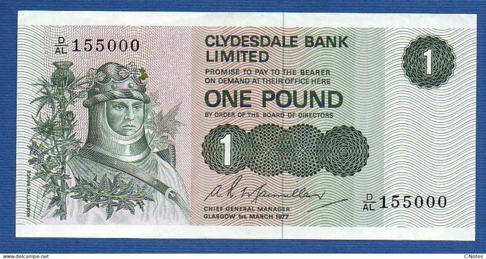 SCOTLAND - P.204c – 1 POUND 01.03.1977 UNC-, S/n D/AL 155000 - 1 Pond