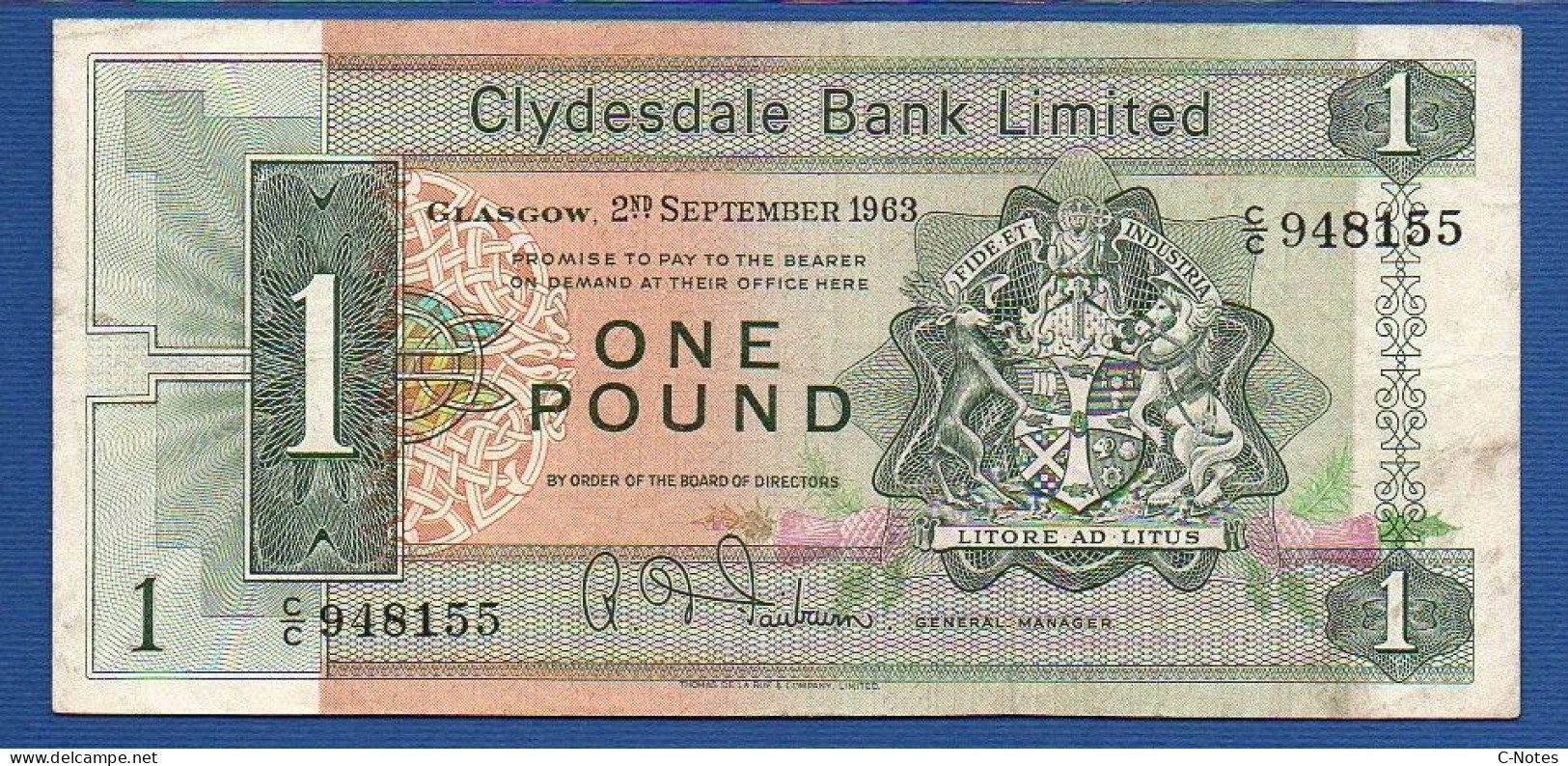 SCOTLAND - P.197 – 1 POUND 02.09.1963 AVF, S/n C/C 948155 - 1 Pond