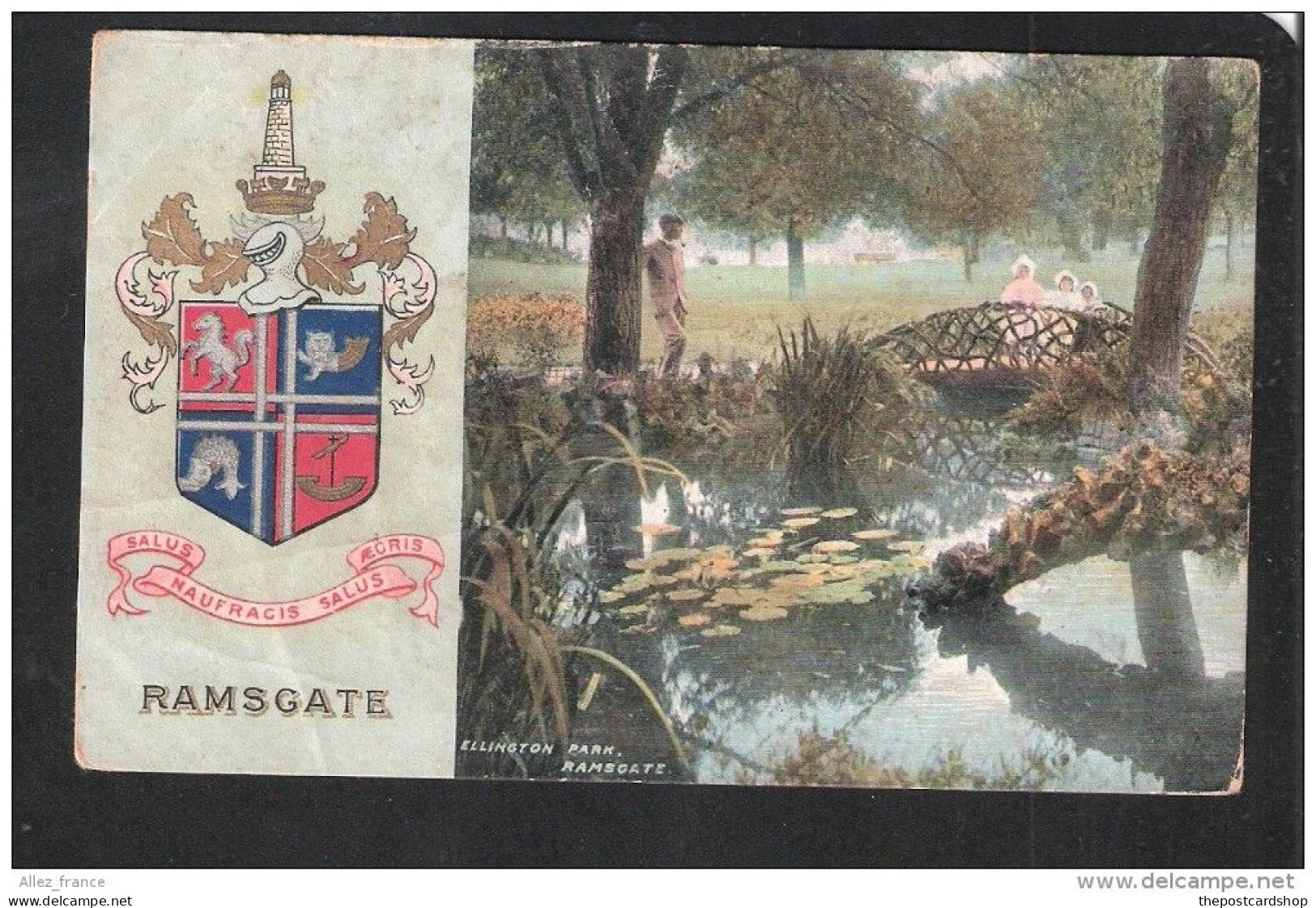 RAMSGATE HERALDRY ELLINGTON PARK USED 1906 DOVER - Ramsgate