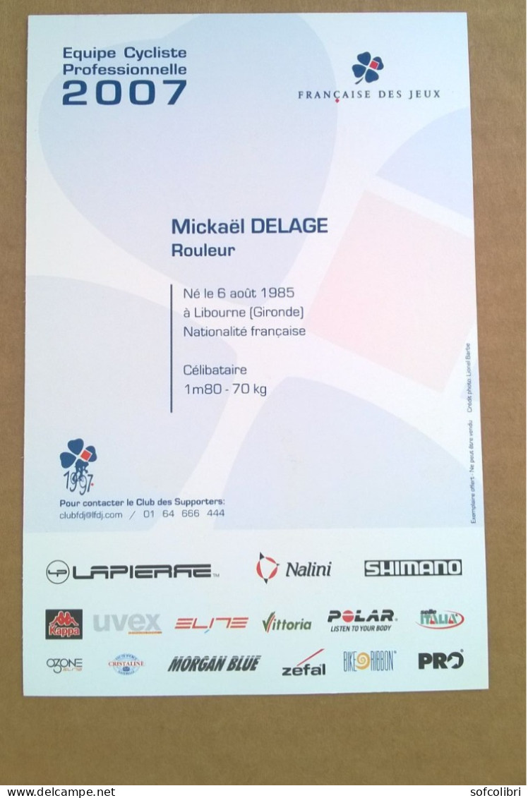 COUREUR CYCLISTE -  MICKAEL DELAGE (Cyclisme)....Signature...Autographe Véritable... - Sportspeople