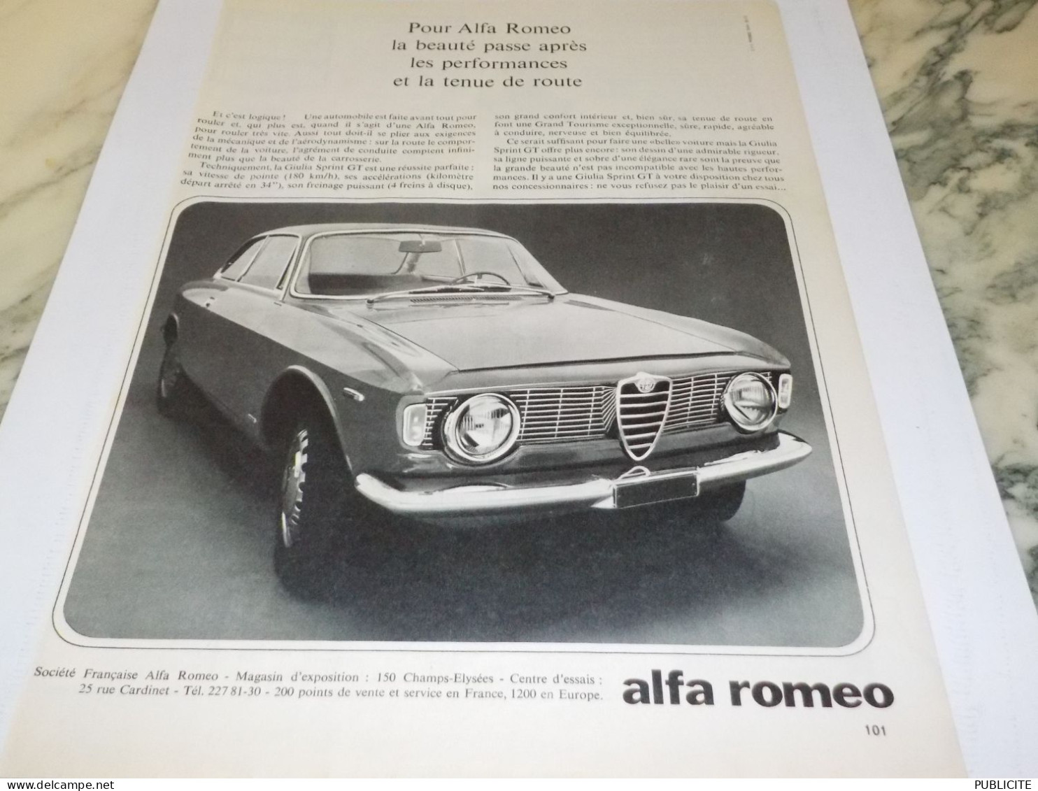 ANCIENNE PUBLICITE VOITURE   ALFA ROMEO  1966 - Voitures