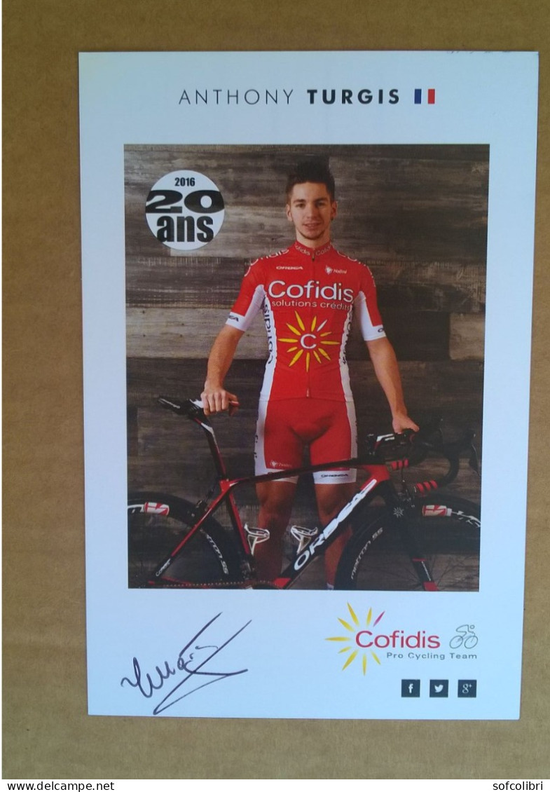 COUREUR CYCLISTE - ANTHONY TURGIS  (Cyclisme)....Signature...Autographe Véritable...COFIDIS - Sportspeople