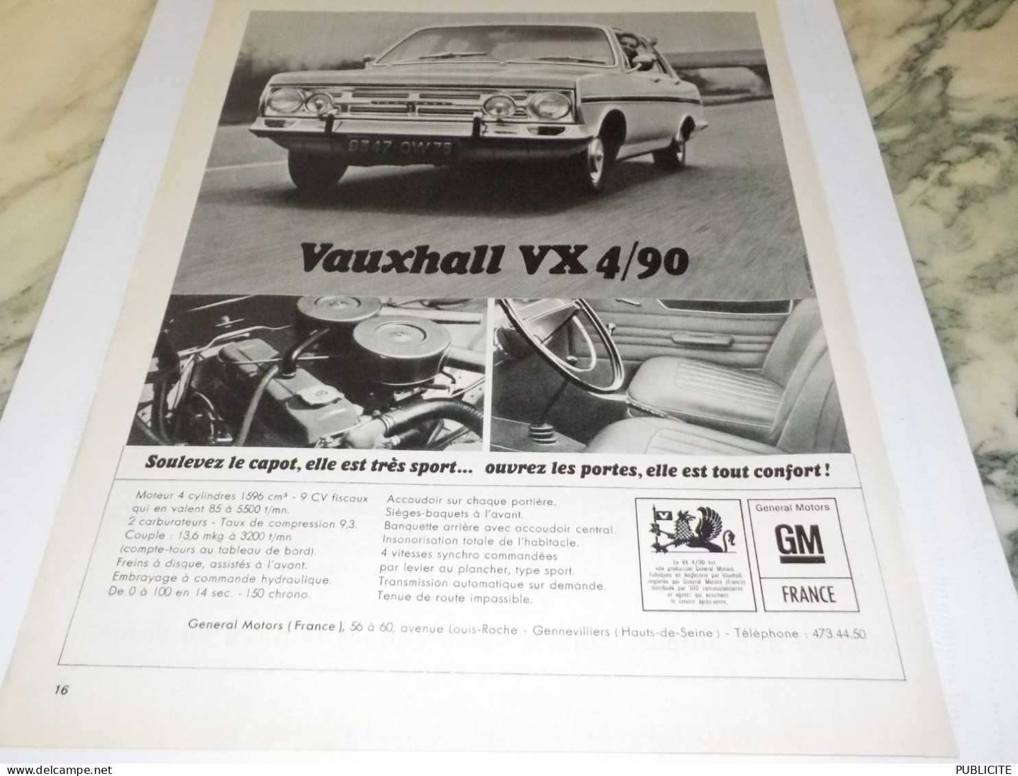 ANCIENNE PUBLICITE VAUXHALL GENERAL MOTOR   1966 - Voitures