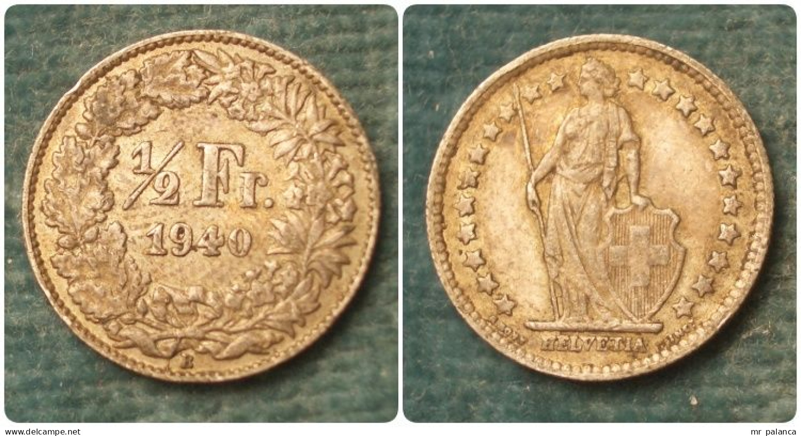 M_p> Svizzera 1/2 Franco O 50 Centesimi 1940 In Argento,2,5 Grammi Titolo 835/oo - Autres & Non Classés