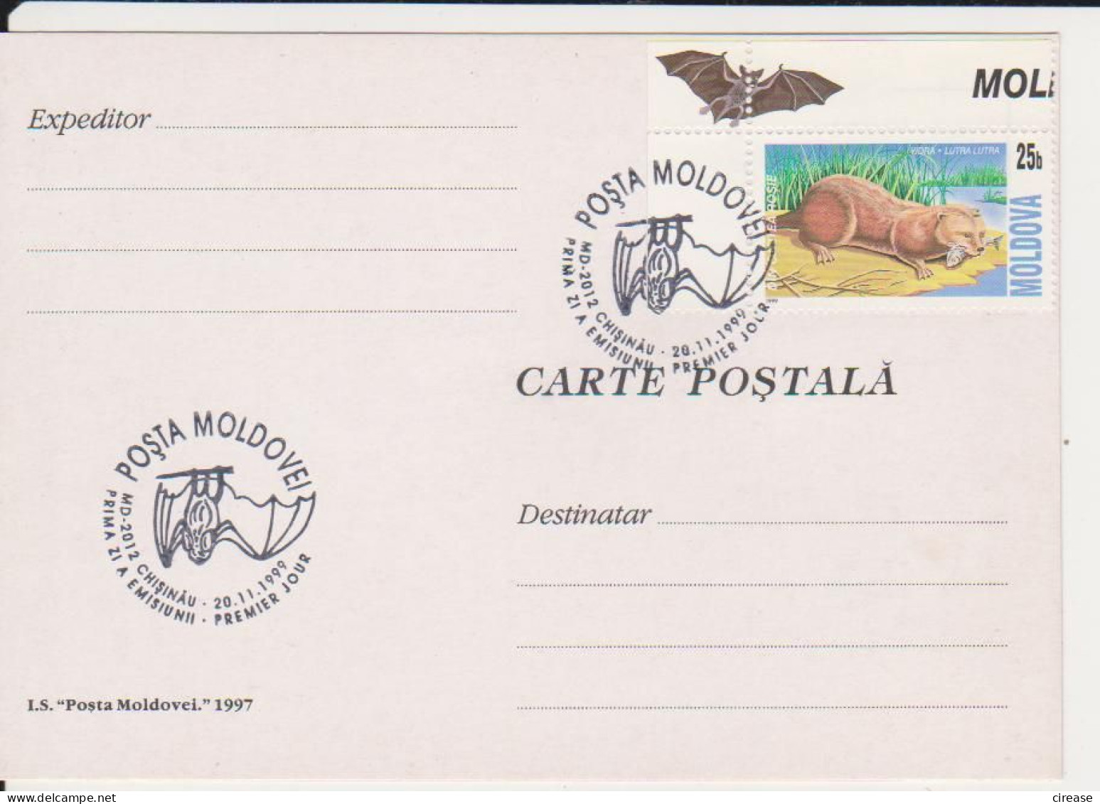 BAT BATS MOLDOVA CANCELLATION FDC - Chauve-souris