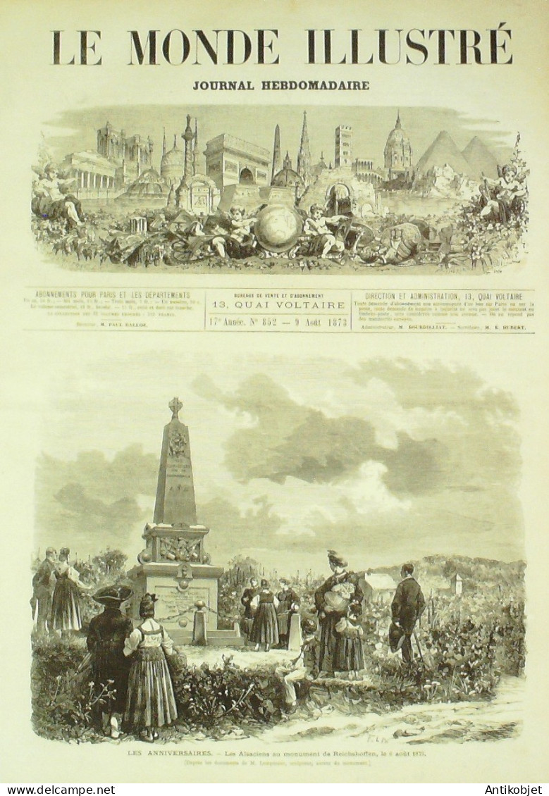 Le Monde Illustré 1873 N°852 Reichshoffen (67) Belfort (90) Levallois-Perret(92) Autriche Vienne - 1850 - 1899