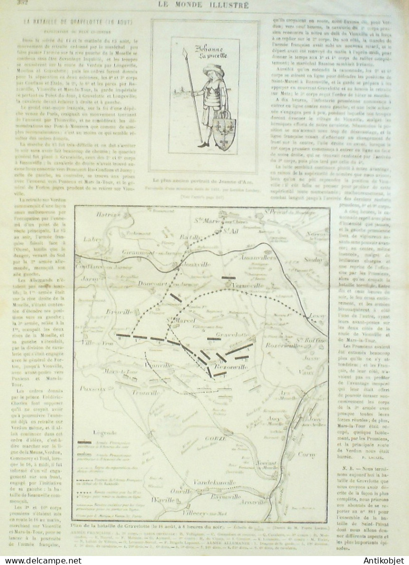 Le Monde Illustré 1873 N°868 Jeanne D'Arc Gravelotte (57) Espagne Carlistes & Républicains - 1850 - 1899