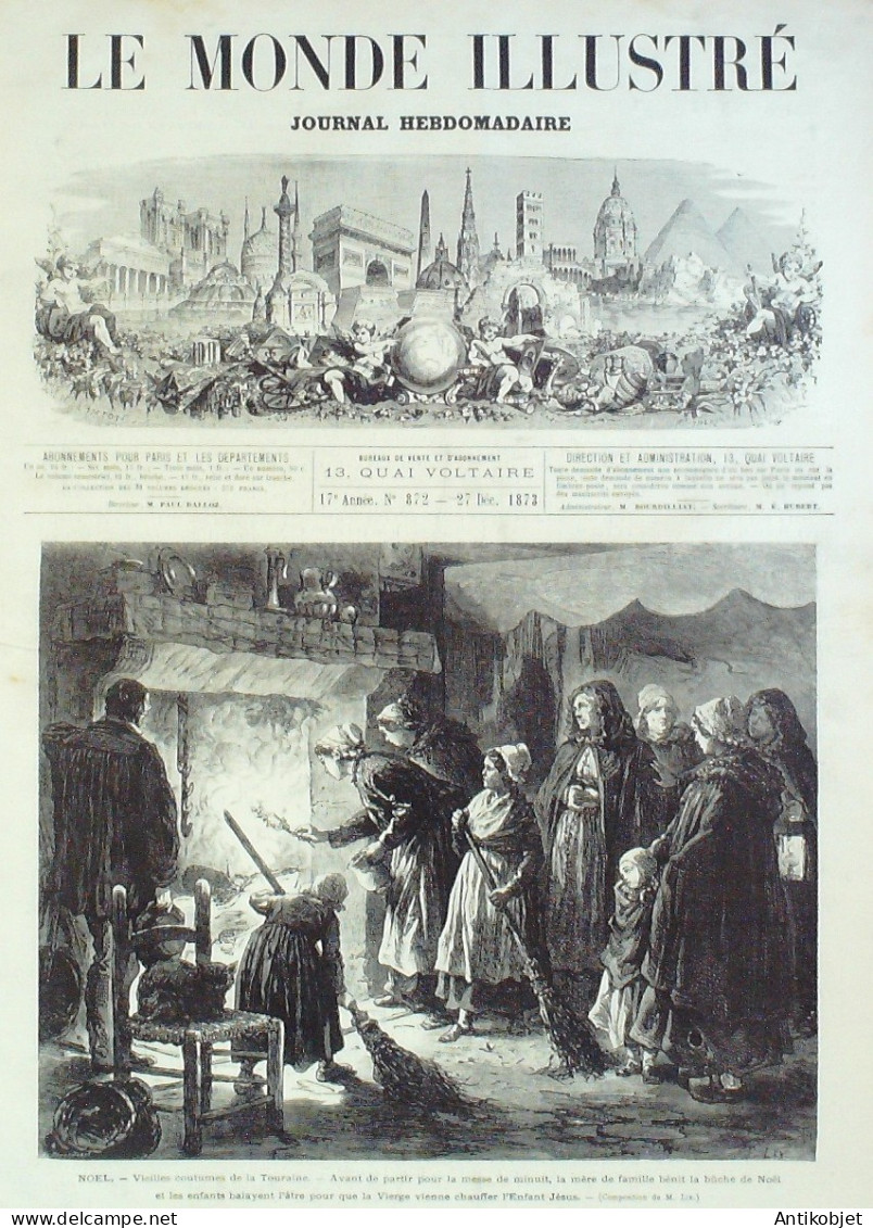 Le Monde Illustré 1873 N°872 Finistère (29) Noêl Adoration Des Bergers Opéra Comique L'escarpolette - 1850 - 1899