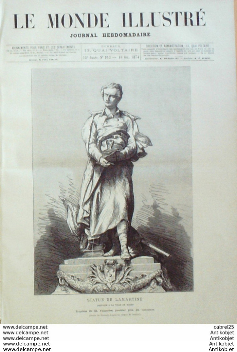 Le Monde Illustré 1874 N°913 Belgique Tournai Suresnes (92) St Jean De Luz (64) Italie Milan Cicita Vecchia - 1850 - 1899