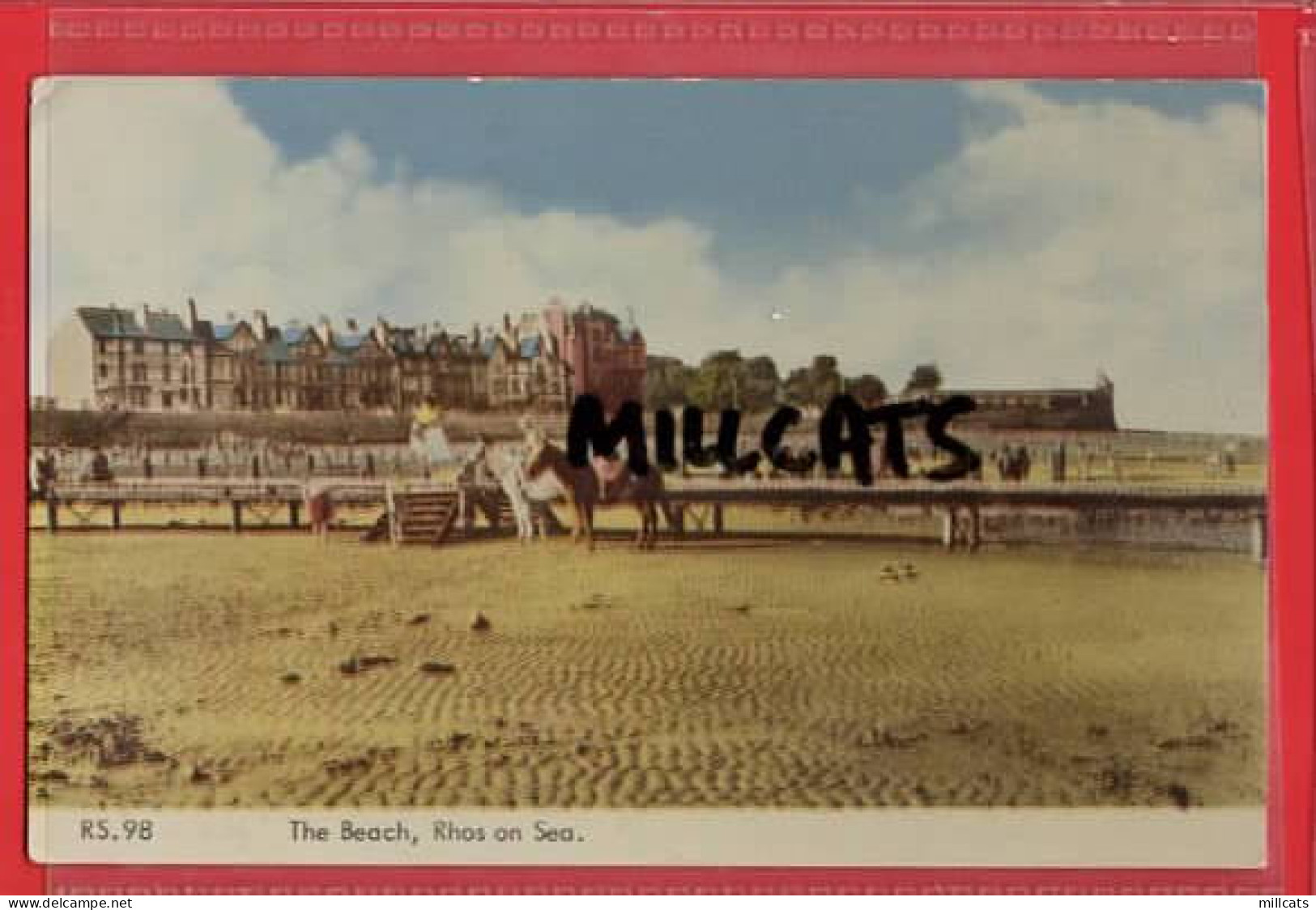 DENBIGHSHIRE  RHOS ON SEA  BEACH  + HORSES  - Denbighshire