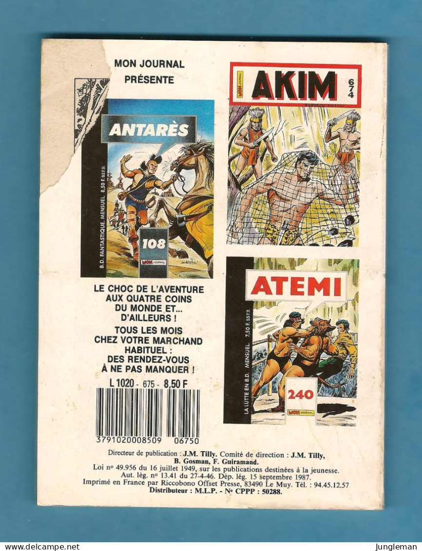 Akim N° 675 - 1ère Série - Editions Aventures Et Voyages - Avec En + Mark Trail Et Katanga Joe - Septembre 1987 - BE - Akim