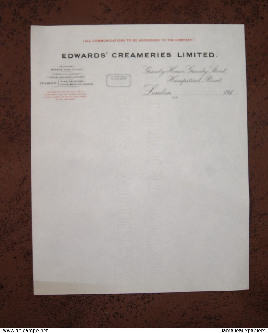 Edwards Creamery Limited Londres Années 1910 - Ver. Königreich
