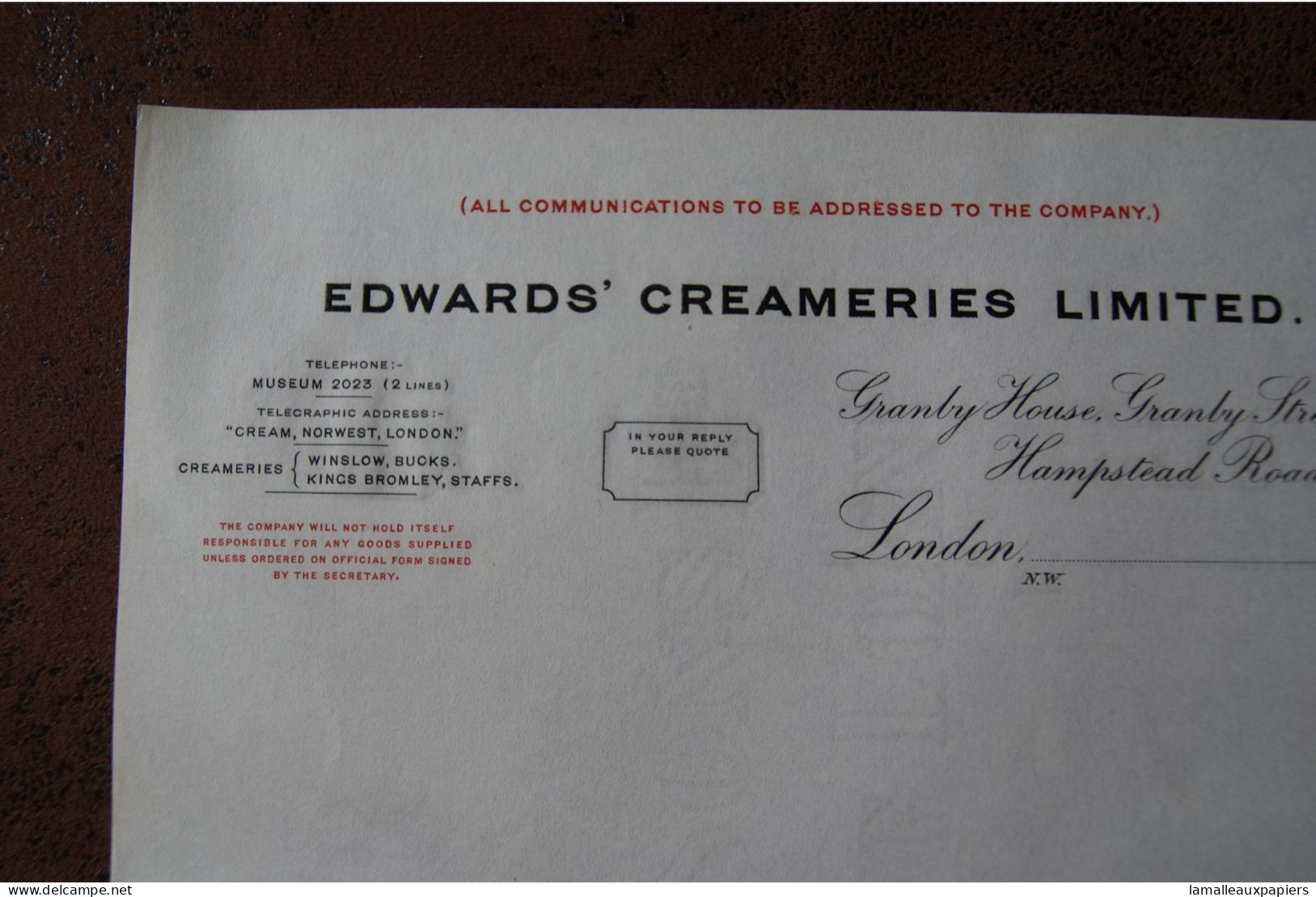 Edwards Creamery Limited Londres Années 1910 - Royaume-Uni