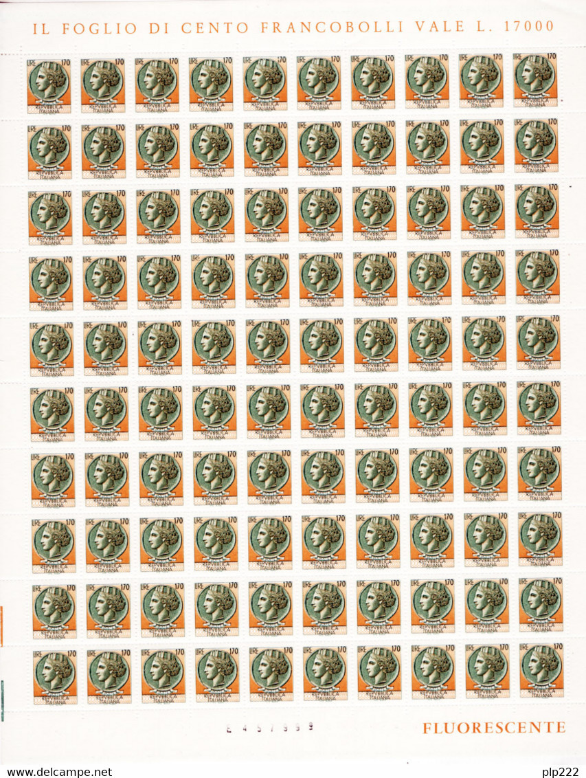 Italia Repubblica 1977 Siracusana 170 £ Foglio Da 100 **/MNH VF - Full Sheets