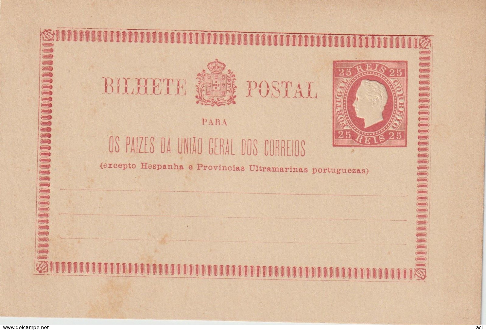 Portugal Mint Postal Card, 25 Reis , - Storia Postale