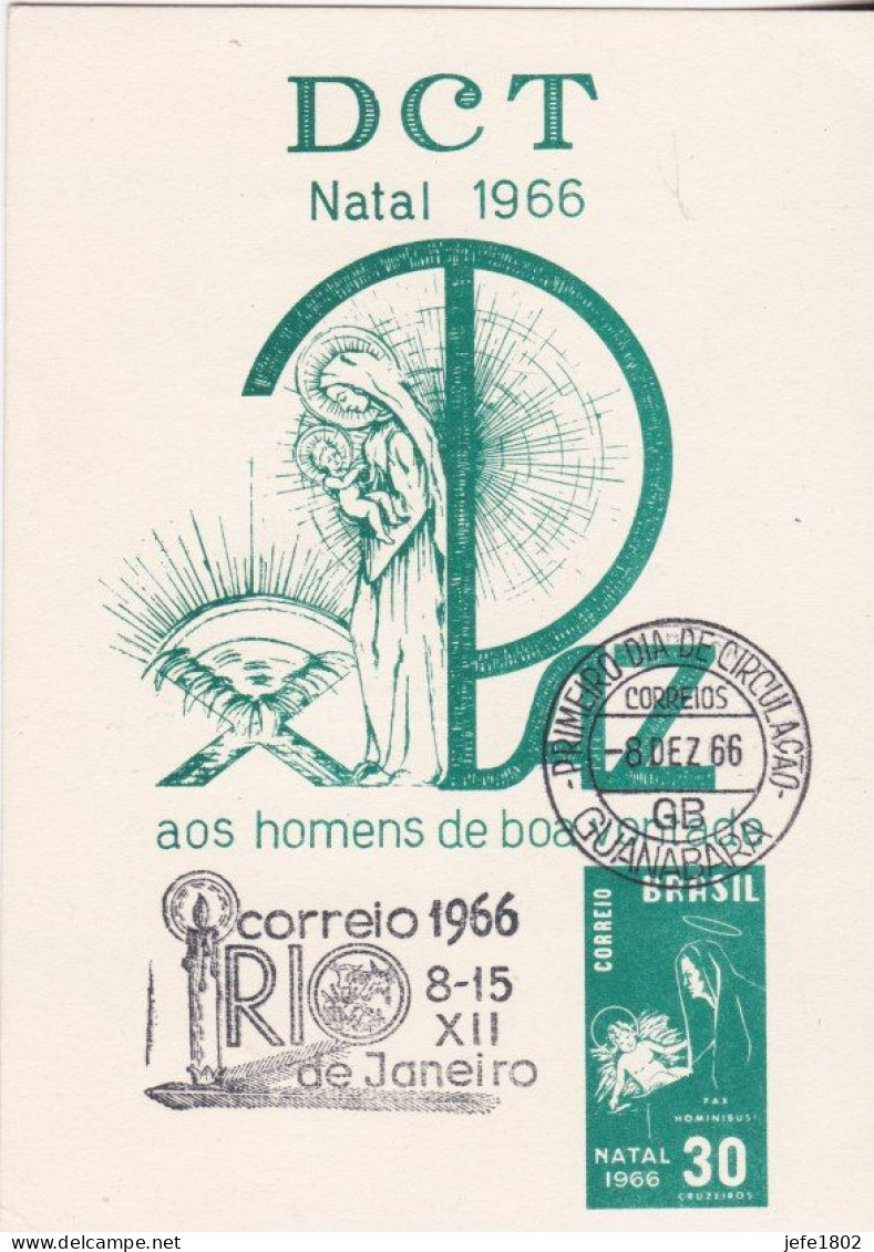 DCT Natal 1966 Aos Homens De Boa Vontade - Cancelled 8-15-XII-1966 - Entiers Postaux