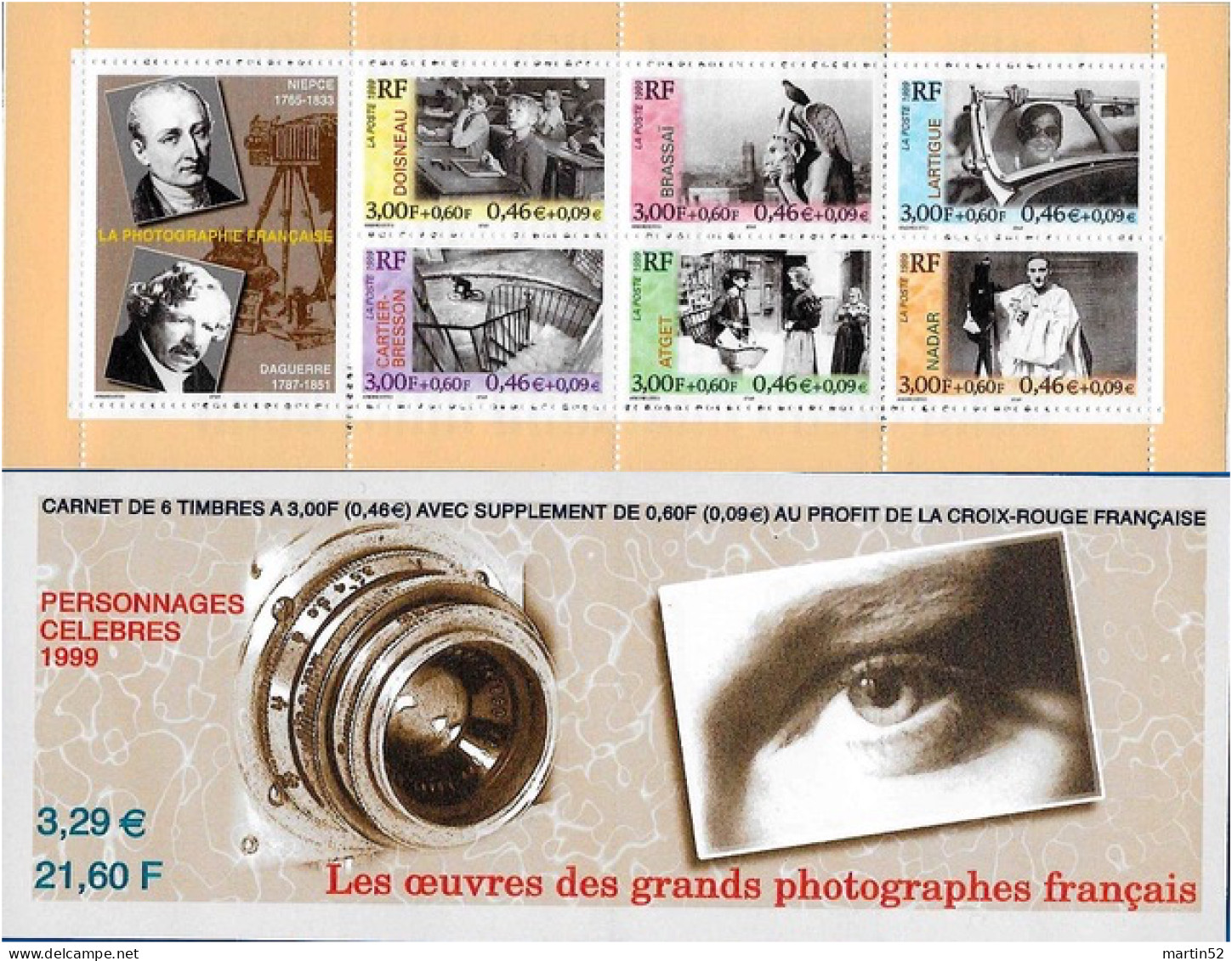 FRANCE 1999: Carnet "Oeuvres Des Grands Photographes" Mi 3404-3409 Yv 3262-67 ** MNH - Fotografía