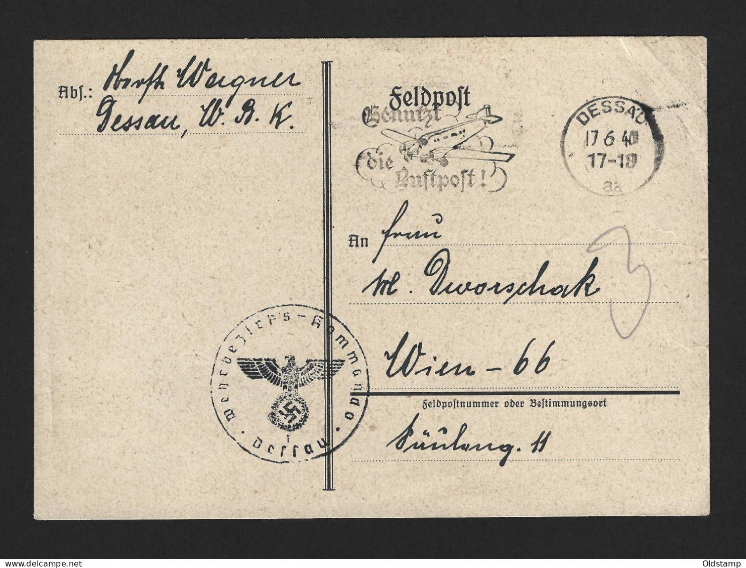 DR Third 3rd Reich 1940 WK2 WWII WEHRMACHT FELDPOST SONDERSTEMPEL Letter Allemagne Alemania Deutsches Germany - Feldpost World War II