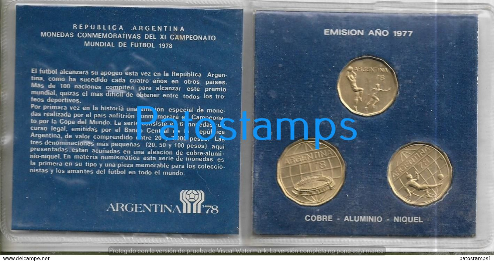 210325 ARGENTINA SOCCER FUTBOL WORLD CUP 78 THREE COINS MONEDAS NO POSTAL POSTCARD - Non Classés