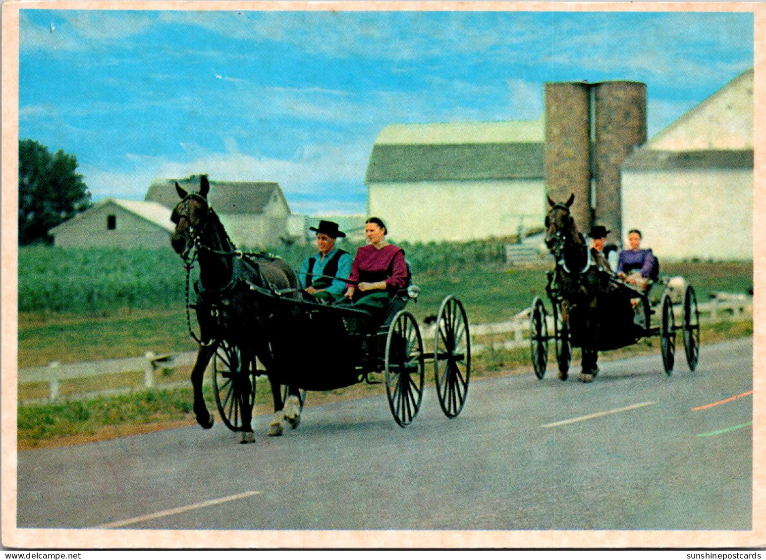 Pennsylvania Amish Country Two Amish Courting Buggies - Lancaster