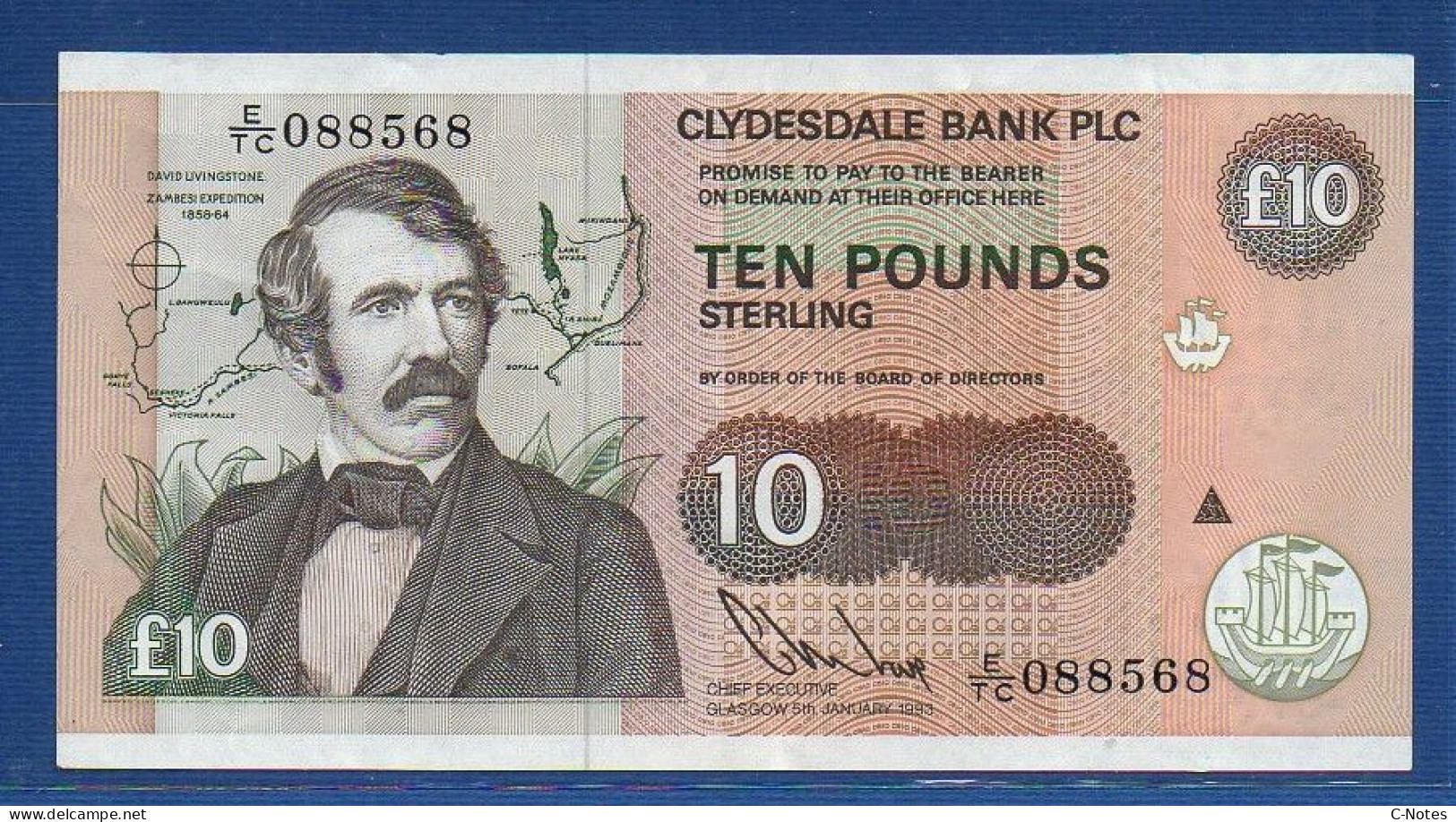 SCOTLAND - P.219b – 10 POUNDS 05.01.1993 XF+, S/n E/TC 088568 - 10 Ponden