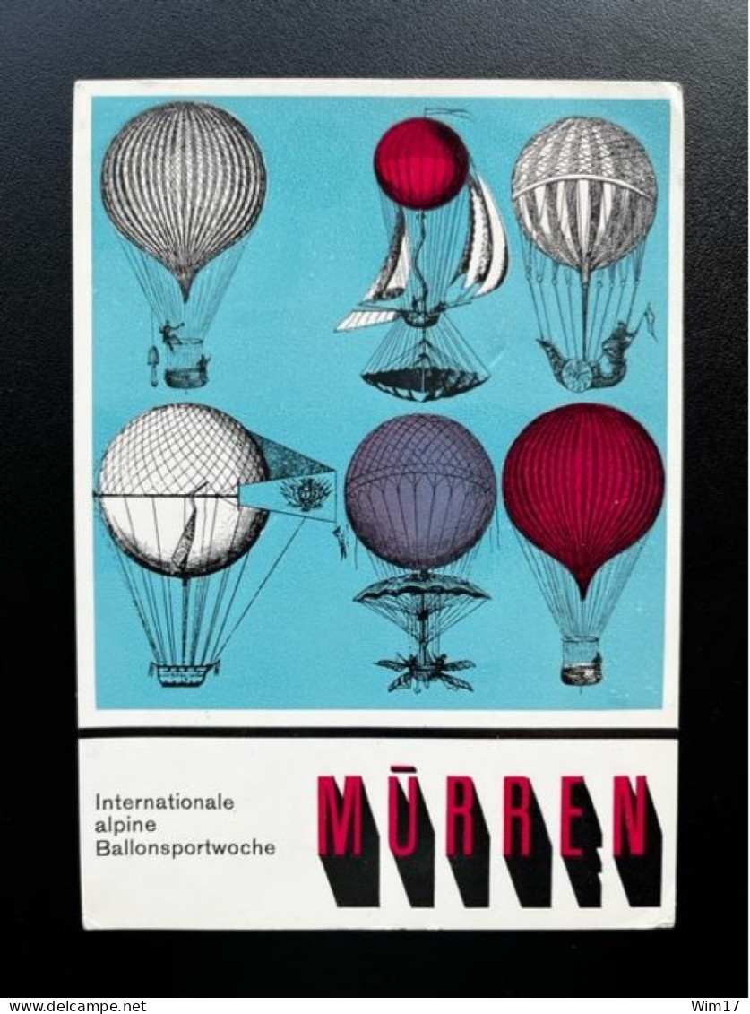 LIECHTENSTEIN 1963 POSTCARD MURREN TO VADUZ BALLOONFLIGHT 26-08-1963 - Covers & Documents