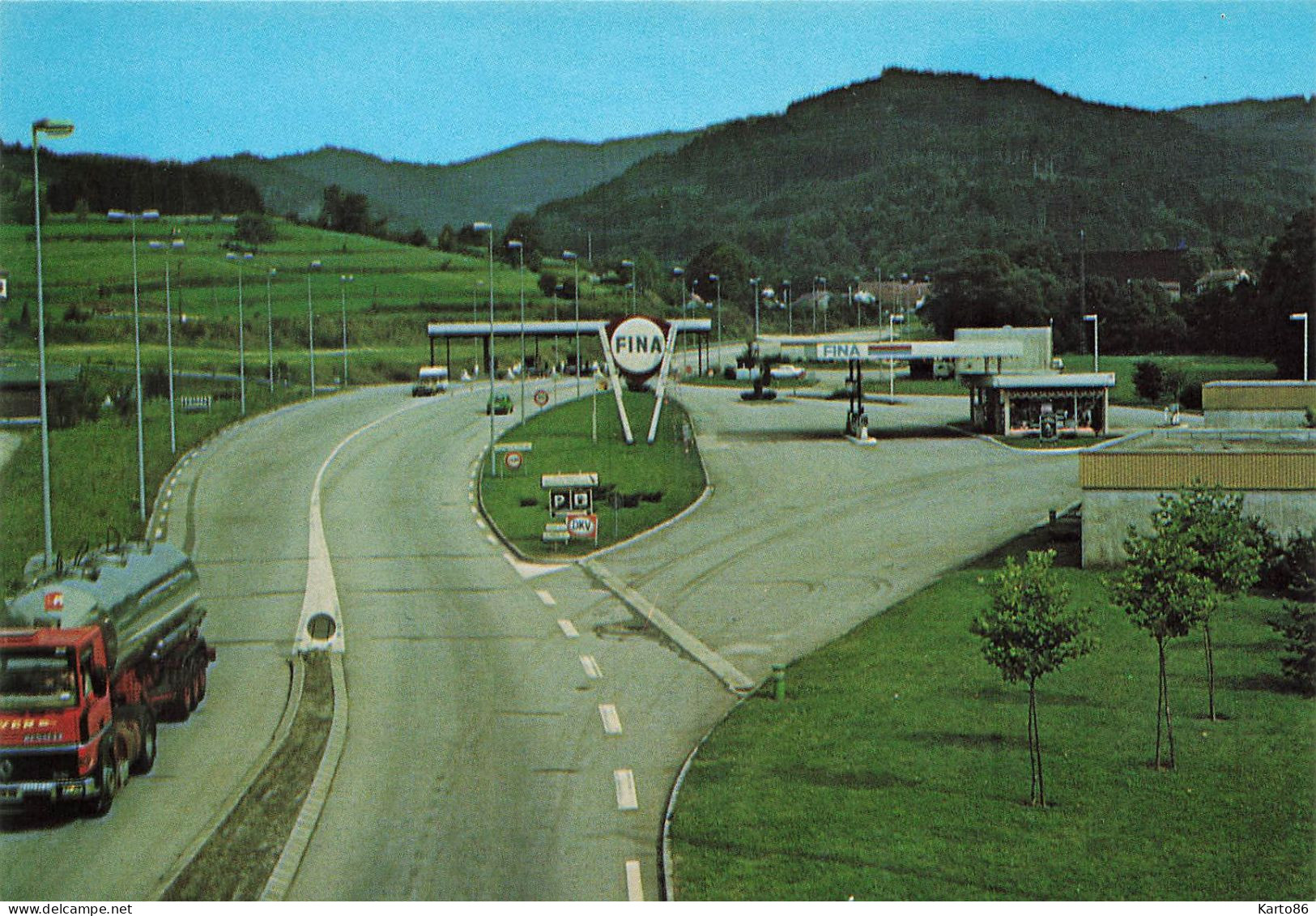 Provenchères Sur Fave * Station Service Pompe à Essence FINA * Route Et Tunnel Maurice Lemaire * Camion - Provencheres Sur Fave