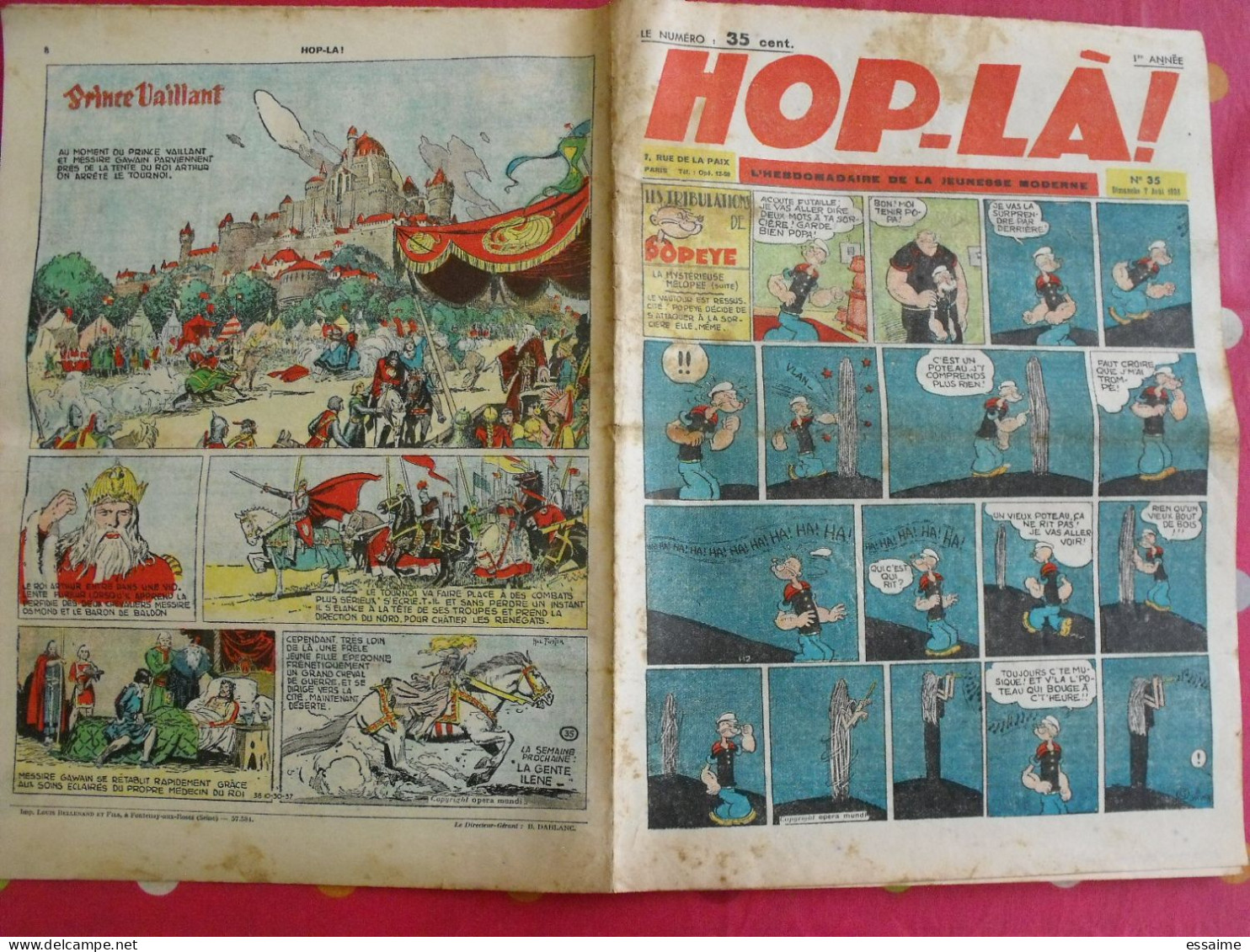Hop-Là ! N° 35 De 1938. Popeye, Prince Vaillant (Foster), Mandrake, Marc Orian, Diane, Patrouille Aigles. à Redécouvrir - Other & Unclassified