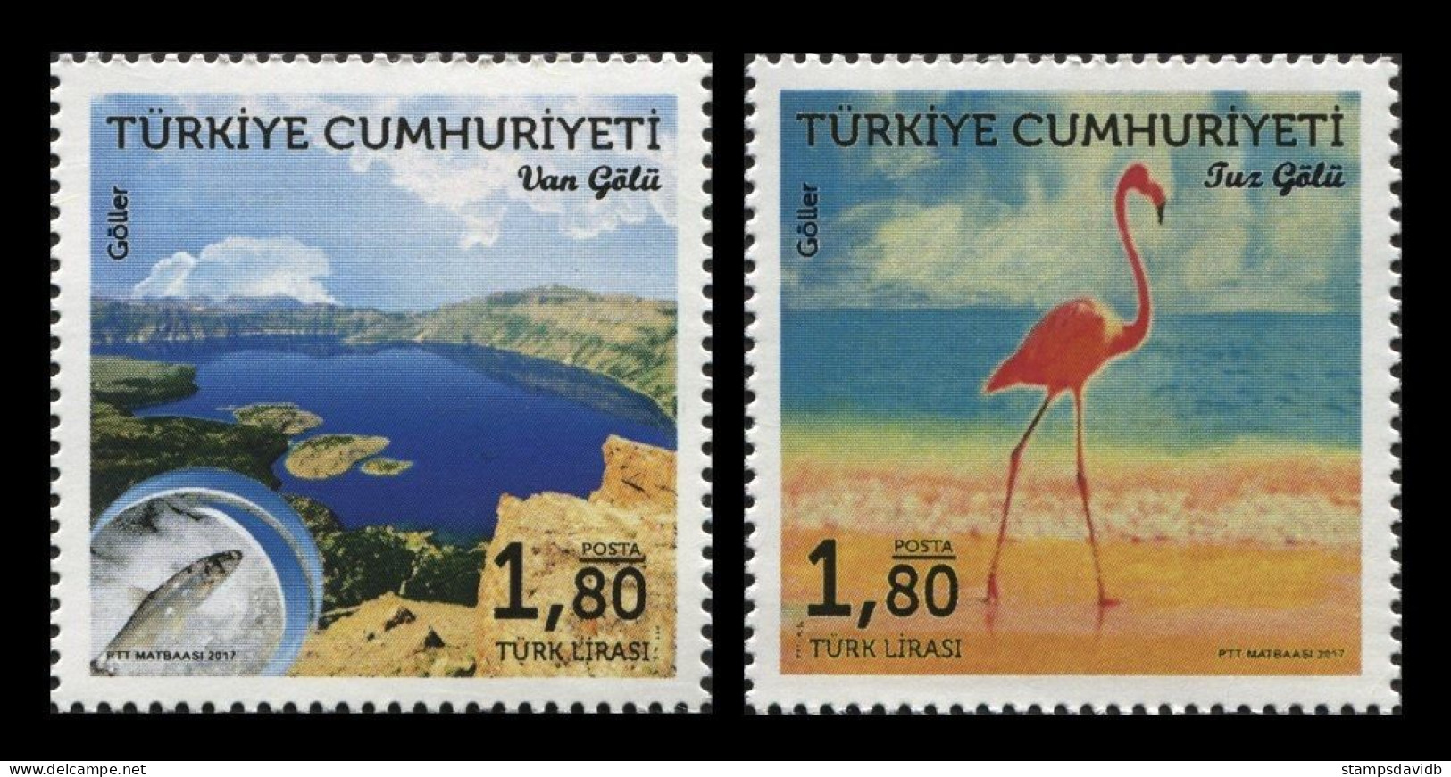 2017 Turkey 4398-4399 Fauna - Fish And Birds - Flamingos