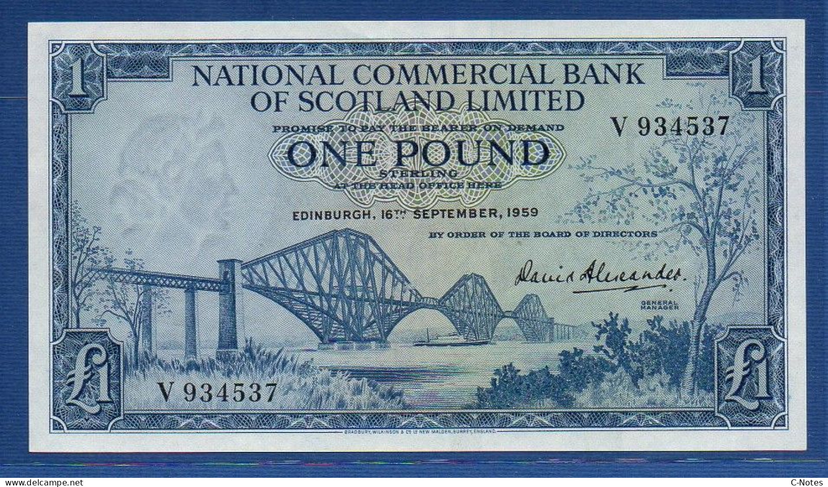 SCOTLAND - P.265 – 1 POUND 16.09.1959 UNC, S/n V934537 - 1 Pound